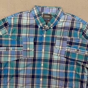 Bonobos Shirt Mens 2XL Blue Green Plaid Slim Fit Button Down Cotton Casual